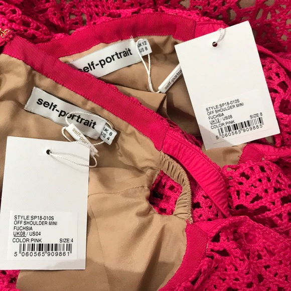 Self-Portrait off shoulder mini dress Fuchsia - Picture 6 of 6